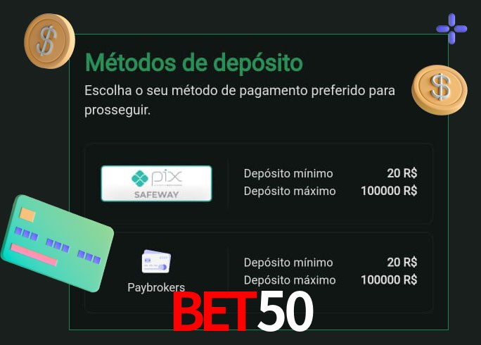 O cassino BET50 oferece uma grande variedade de métodos de pagamento